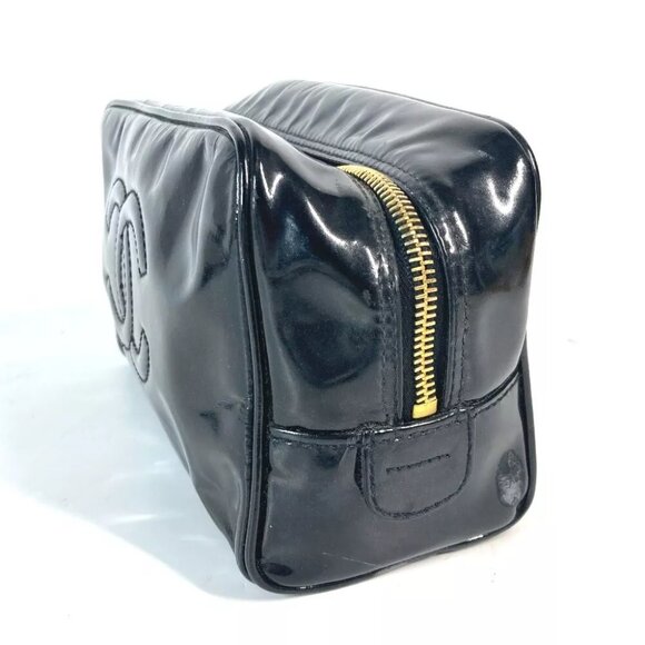 CHANEL Cosmetic porch CC CC Mark Makeup pouch Cosmetics Pouch enamel Black - Picture 4 of 14